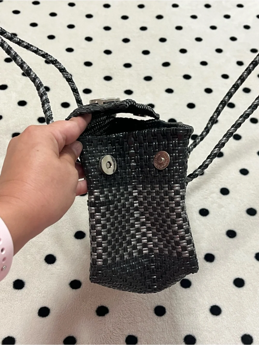 Hand-Woven Mexican Plastic Flap Convertible Shoulder Bag
